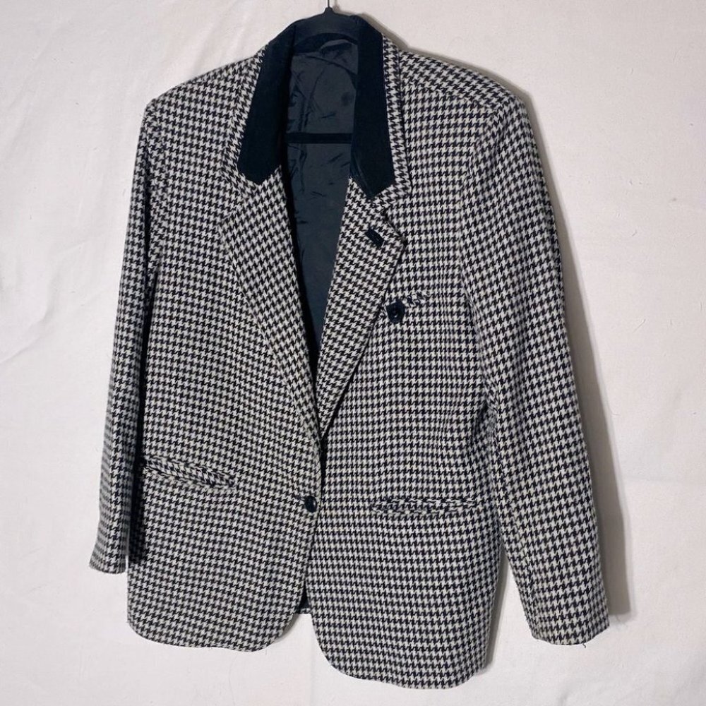 Vintage Razz International Houndstooth Oversized Blazer M